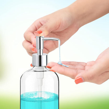 Ordalyne Clear Soap Dispenser Set — Refillable Pump Bottles with Hand & Dish Labels | 2-Pack, 16 oz, BPA-Free