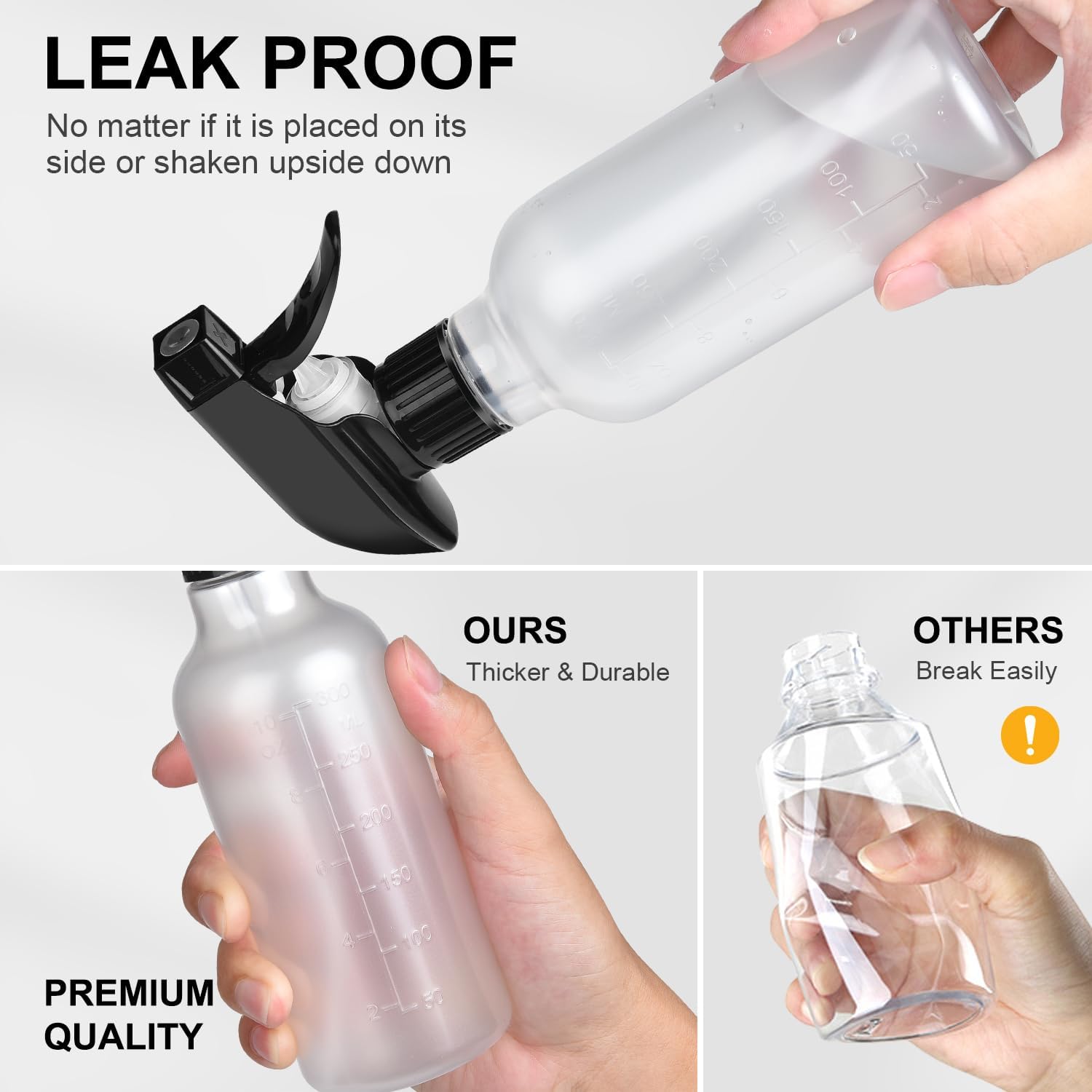 Ordalyne Frosted Spray Bottles — Mist for Plants, Stream for Cleaning, Marked for Mixing | 2-Pack, 10 oz, BPA-Free