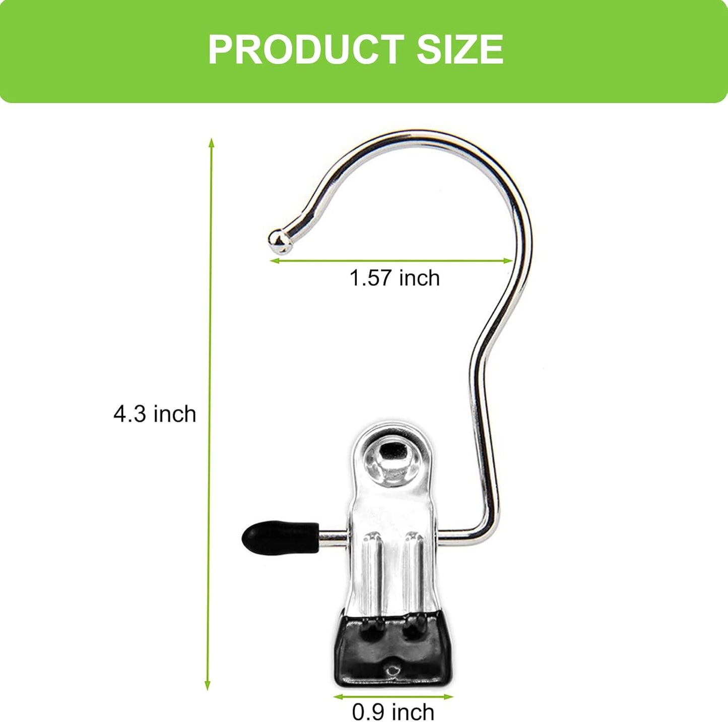 Ordalyne Boot & Laundry Hanger Clips — Clip Boots, Socks & Towels Anywhere, 360° Rotating Hook | 16/30-Pack, Stainless Steel