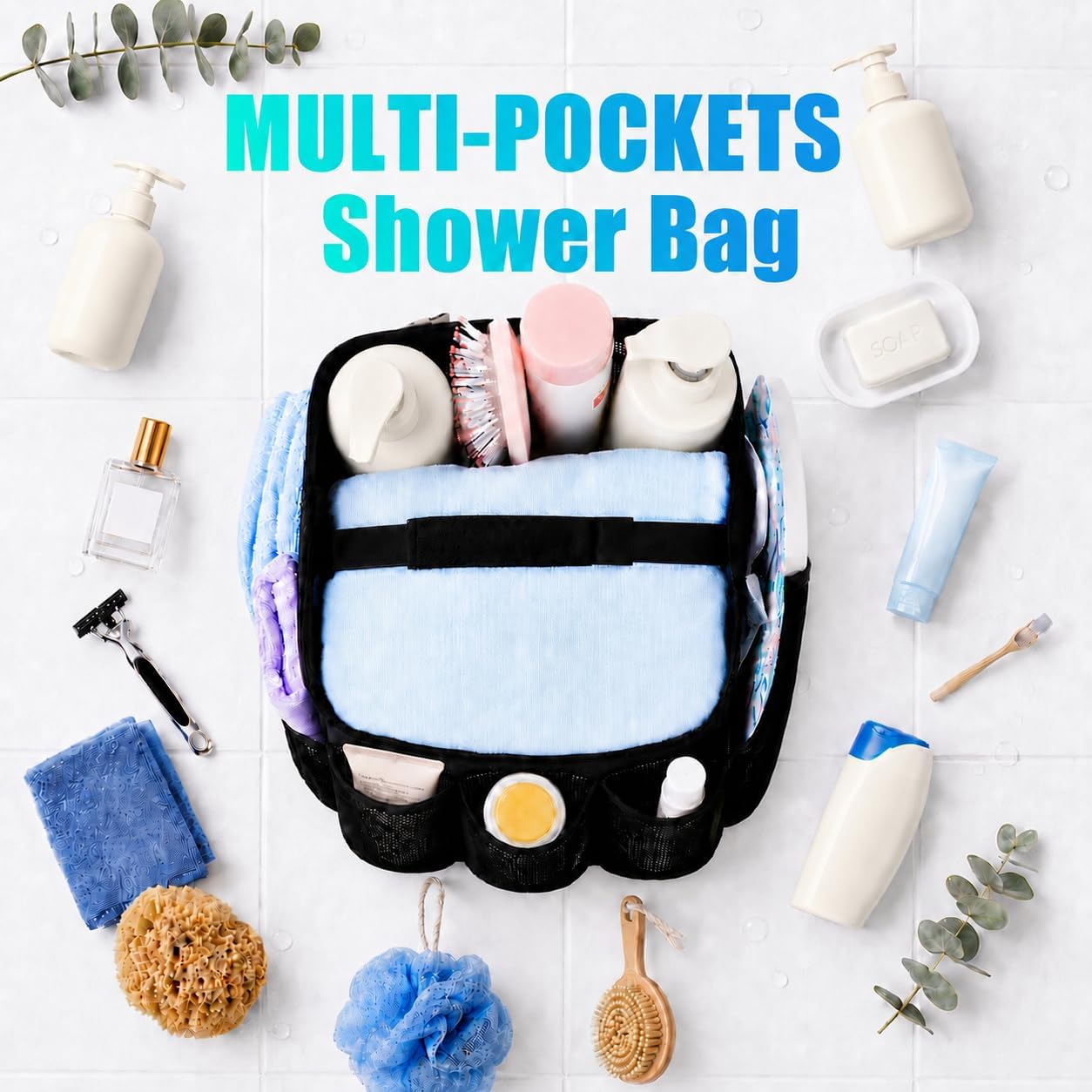 Ordalyne Mesh Shower Caddy — 9 Pockets to Hang Everything Within Reach | Quick-Dry, Portable for Dorm, Gym & Travel