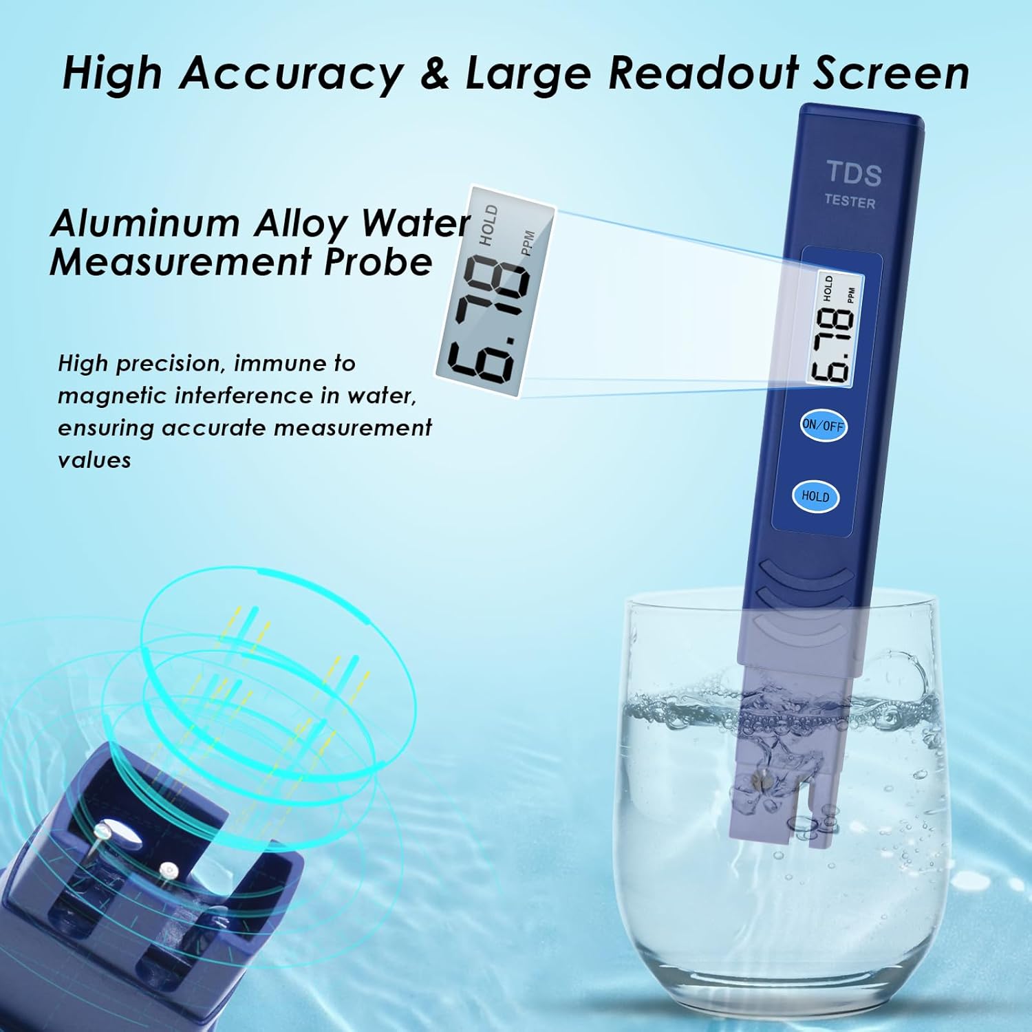 Ordalyne Digital TDS Meter — Reads Total Dissolved Solids in Seconds | 0-9990 PPM, Auto-Calibration, Pocket-Size Tester