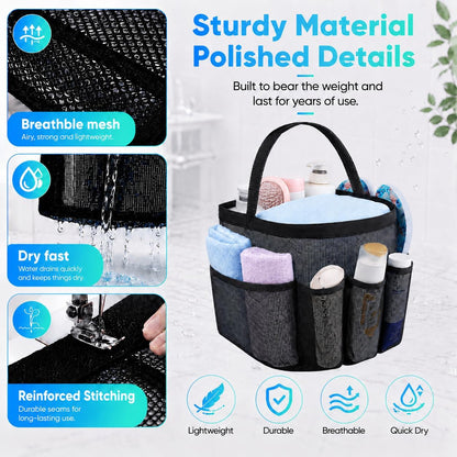 Ordalyne Mesh Shower Caddy — 9 Pockets to Hang Everything Within Reach | Quick-Dry, Portable for Dorm, Gym & Travel