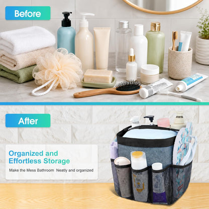 Ordalyne Mesh Shower Caddy — 9 Pockets to Hang Everything Within Reach | Quick-Dry, Portable for Dorm, Gym & Travel