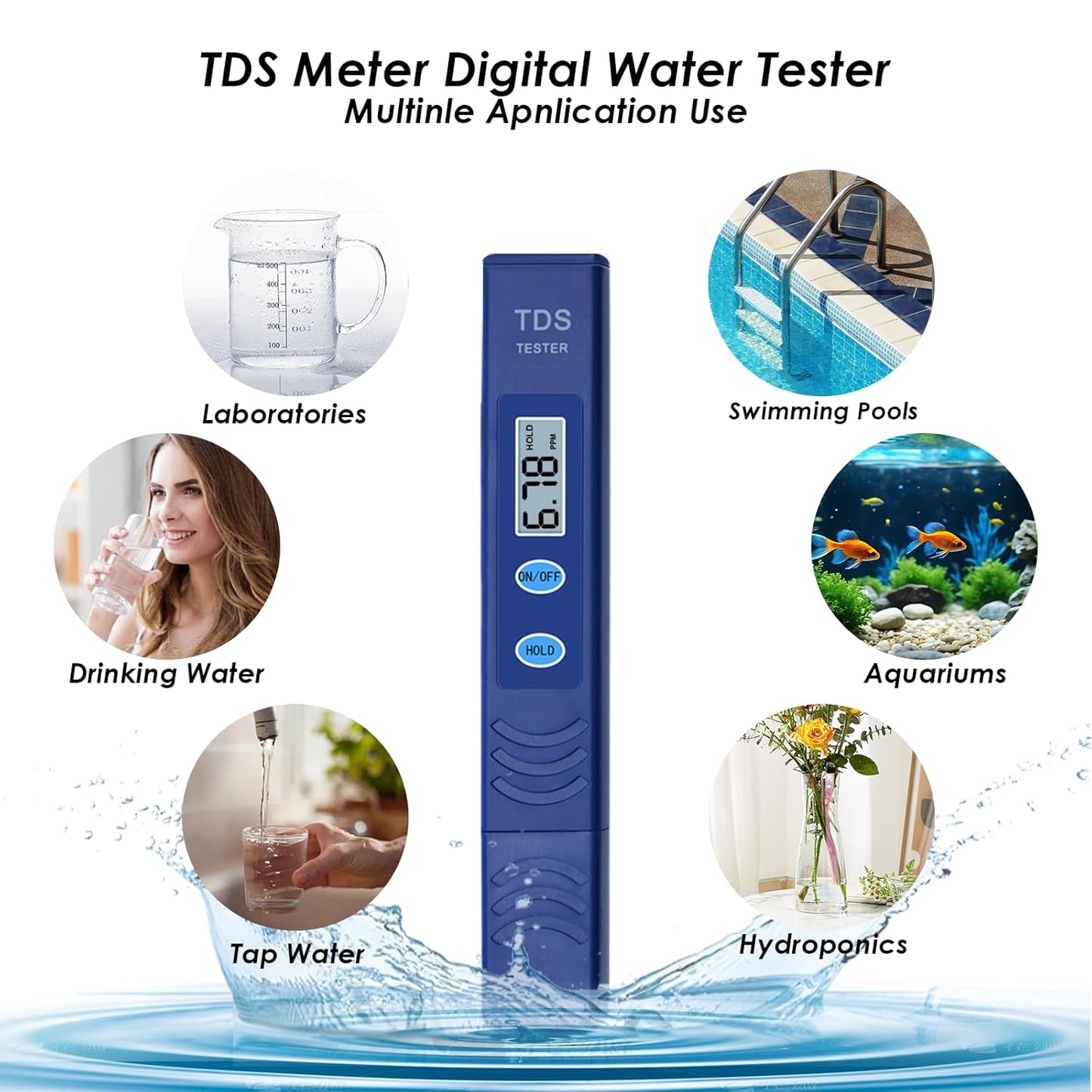 Ordalyne Digital TDS Meter — Reads Total Dissolved Solids in Seconds | 0-9990 PPM, Auto-Calibration, Pocket-Size Tester