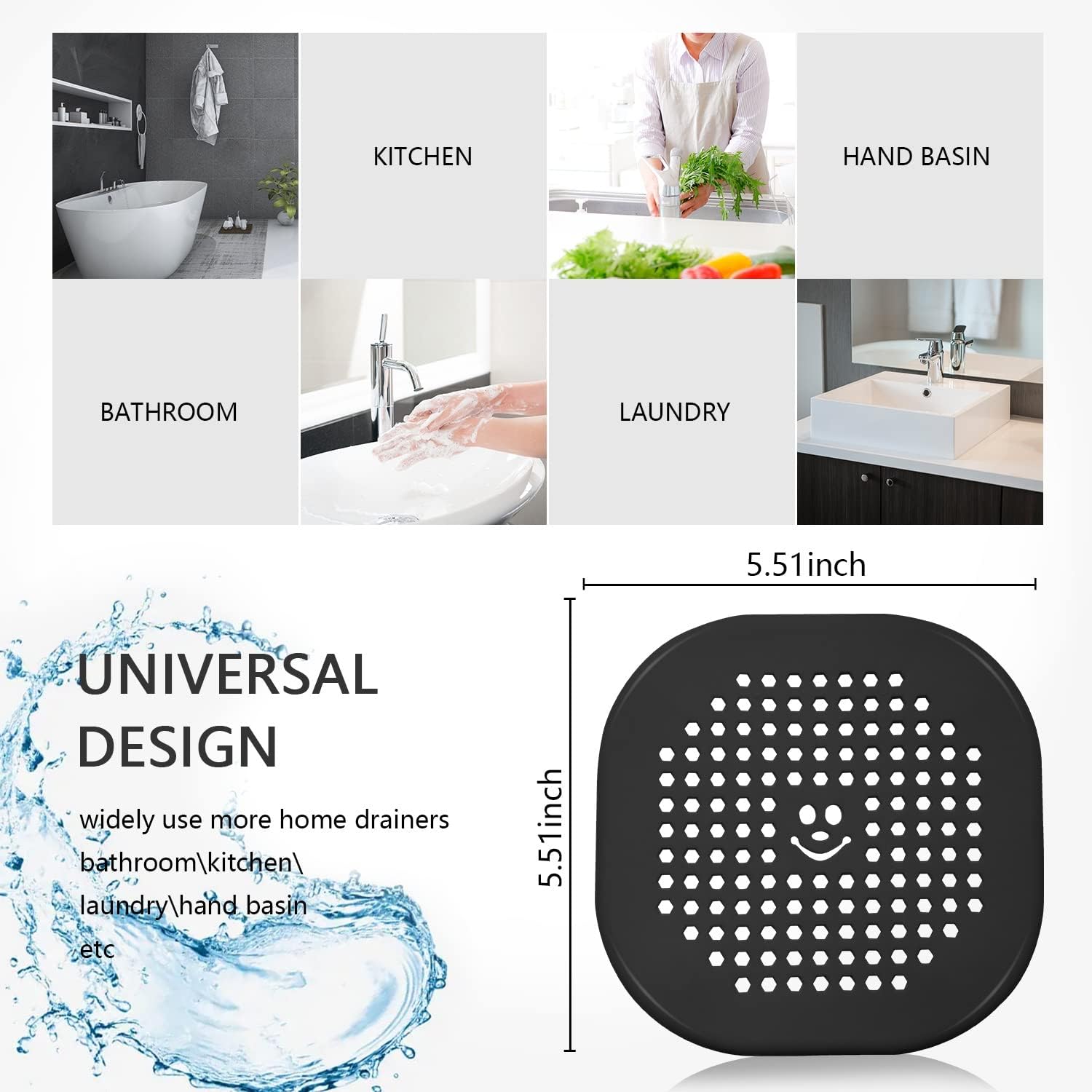 Ordalyne Silicone Drain Hair Catcher — Catches Hair Without Slowing the Drain | 2-Pack, Fits Most Shower & Sink Drains