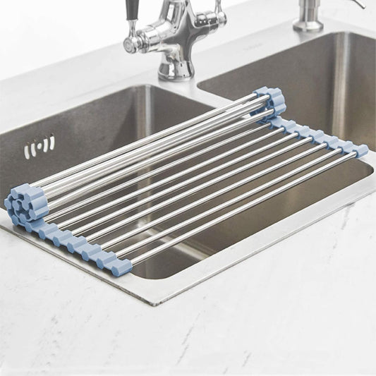 Ordalyne Roll-Up Dish Drying Rack — Rolls Out Over the Sink, Rolls Up to Disappear | Stainless Steel, Heat-Resistant, Multi-Use
