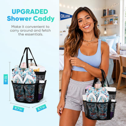 Ordalyne Mesh Shower Caddy — 9 Pockets to Hang Everything Within Reach | Quick-Dry, Portable for Dorm, Gym & Travel