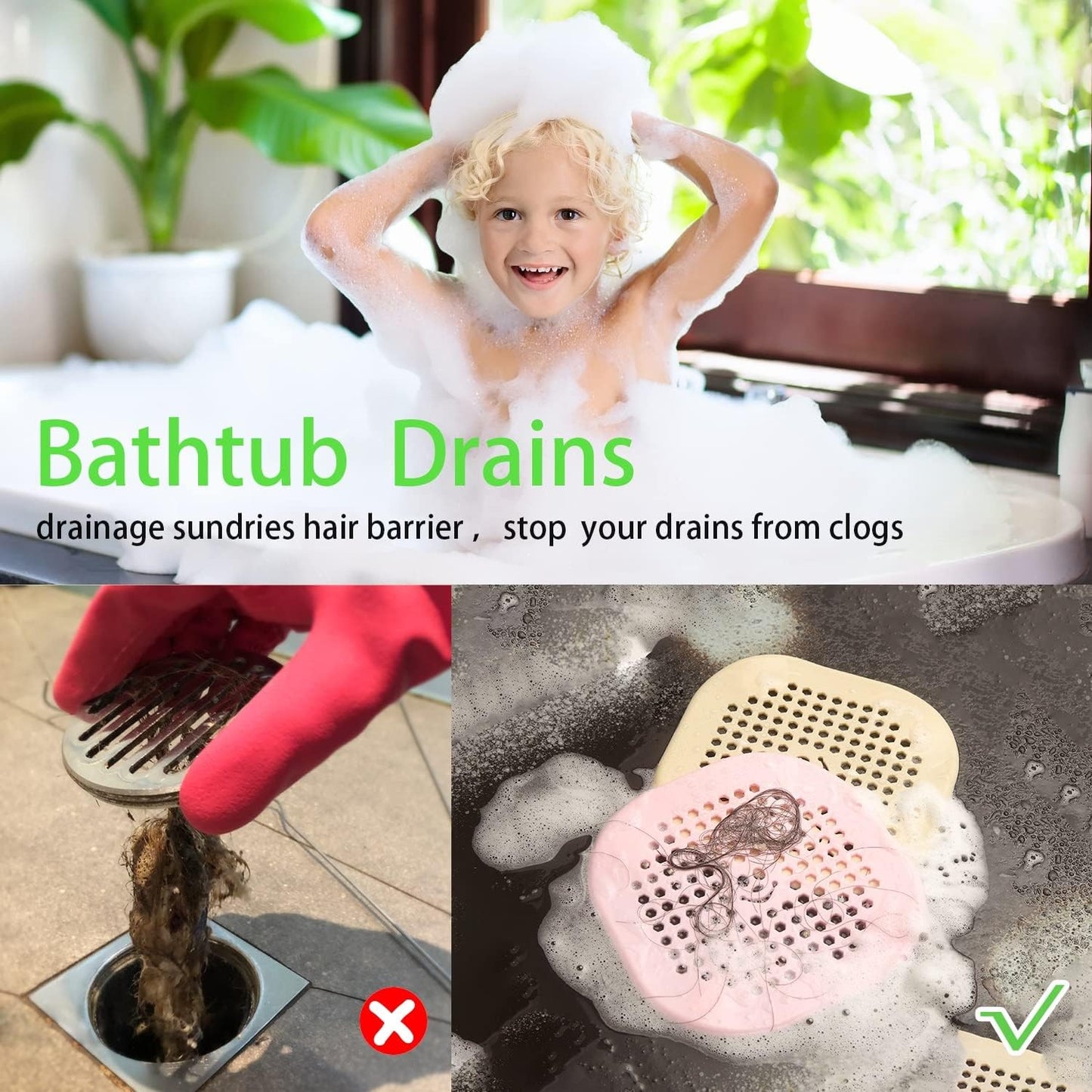 Ordalyne Silicone Drain Hair Catcher — Catches Hair Without Slowing the Drain | 2-Pack, Fits Most Shower & Sink Drains