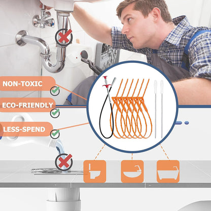 Ordalyne Drain Clog & Hair Remover Tool Set — Reaches Deep to Pull Out the Clog | 9-Piece: 35.5" Grabber, Drain Snakes & Brushes